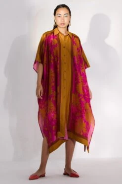 Twinkle Hanspal Bouquet Printed Kaftan Shirt Dress