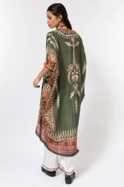 Rajdeep Ranawat Olive Green Printed Silk Dress -Echoo Clothing Shop 367039 5
