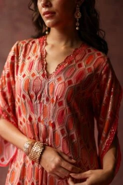 Begum Pret Inaya Peach Embellished Kaftan Dress -Echoo Clothing Shop 3823bp12 4 1