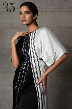 Amit Aggarwal Black & White Handwoven Kaftan Dress -Echoo Clothing Shop 410am12 5