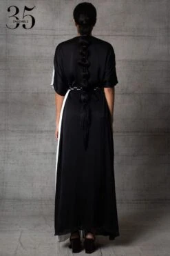 Amit Aggarwal Black & White Handwoven Kaftan Dress -Echoo Clothing Shop 410am12 7