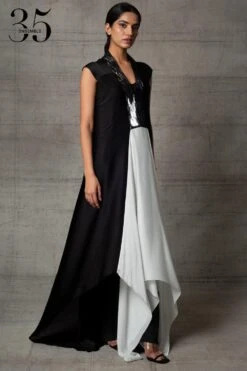 Amit Aggarwal Black & White Metallic Dress -Echoo Clothing Shop 410am13 4