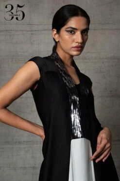 Amit Aggarwal Black & White Metallic Dress -Echoo Clothing Shop 410am13 5