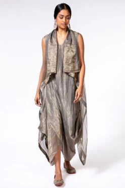 Bodhi Tree Olive Gold Cowl Dress & Jacket