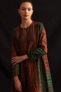 Amrich Ava Red & Green Hand-Woven Shibori Tunic Dress -Echoo Clothing Shop 41123am35 3