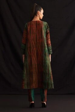 Amrich Ava Red & Green Hand-Woven Shibori Tunic Dress -Echoo Clothing Shop 41123am35 4