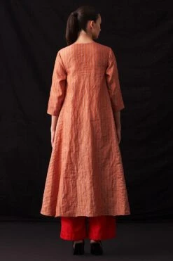 Amrich Fiza Red Hand-Woven Metallic Stripe Dress -Echoo Clothing Shop 41123am41 4