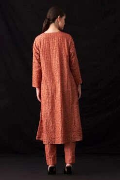 Amrich Zuri Pastel Red Hand-Woven Metallic Stripe Dress -Echoo Clothing Shop 41123am43 4