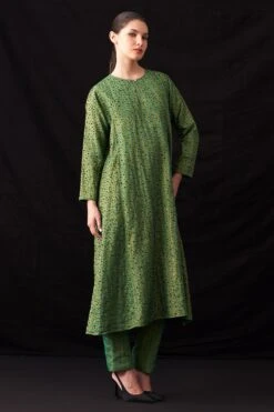 Amrich Zuri Pastel Green Hand-Woven Metallic Stripe Dress 9 Amrich Zuri Pastel Green Hand-Woven Metallic Stripe Dress -Echoo Clothing Shop 41123am44 3