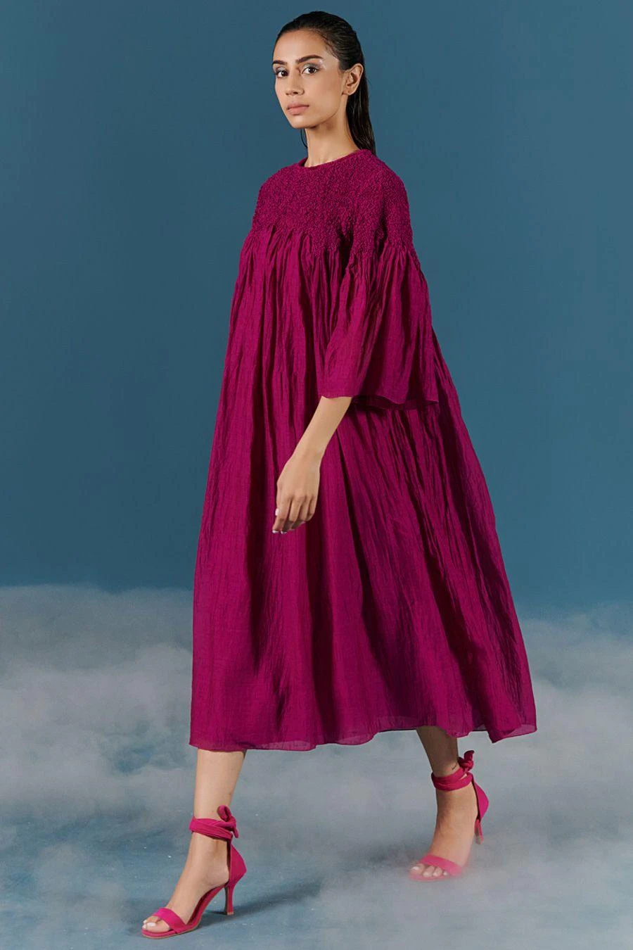 ILK Bougainville Smocked Dress With Flared Sleeves 3 ILK Bougainville Smocked Dress With Flared Sleeves