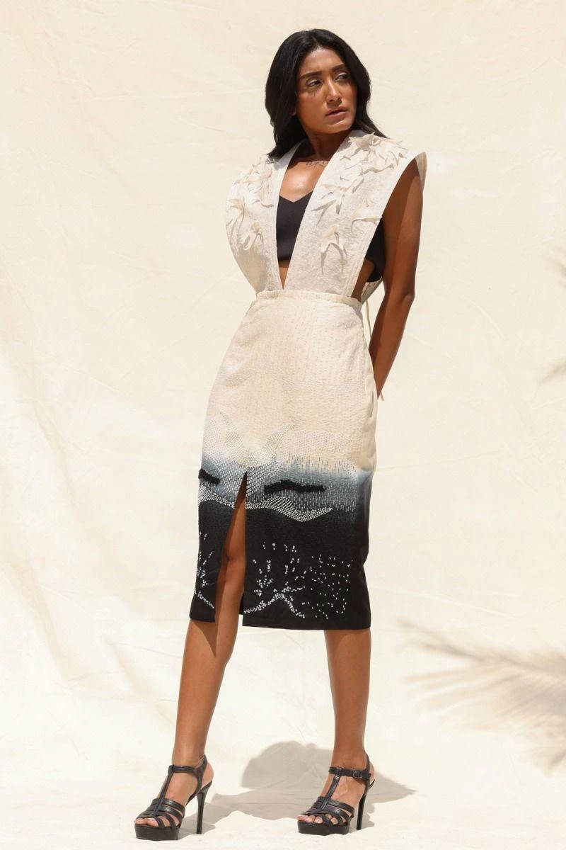 Richa Khemka Beige & Black Embellished Dress 4 Richa Khemka Beige & Black Embellished Dress - Image 2