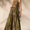 Nikita Mhaisalkar Olive Green Hand Done Maxi Dress -Echoo Clothing Shop 4423nm5 1
