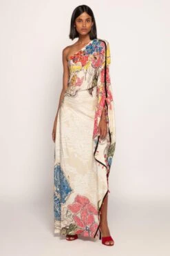 Saaksha & Kinni Ivory Bandhani Printed Hand Embellished Dress