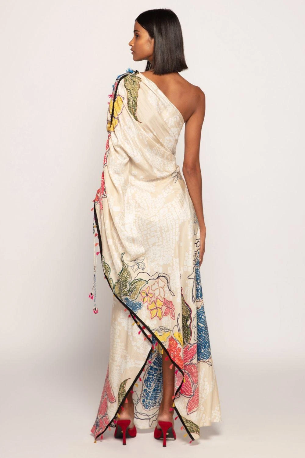 Saaksha & Kinni Ivory Bandhani Printed Hand Embellished Dress 4 Saaksha & Kinni Ivory Bandhani Printed Hand Embellished Dress - Image 2