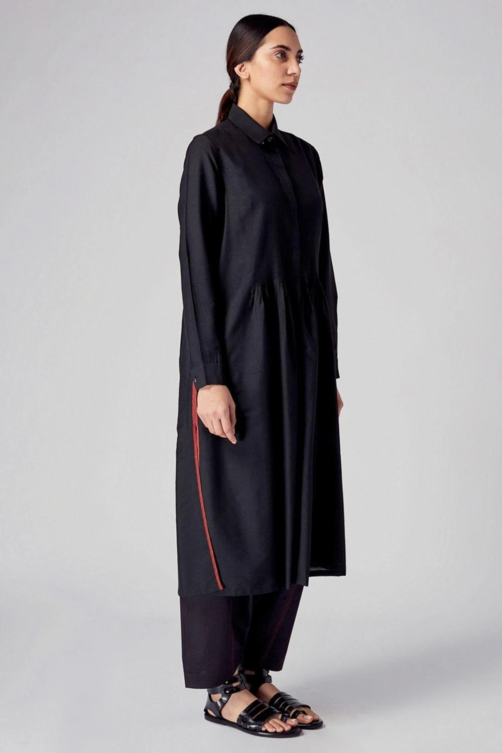 Rajesh Pratap Singh Black Pintuck Midi Dress 4 Rajesh Pratap Singh Black Pintuck Midi Dress - Image 2