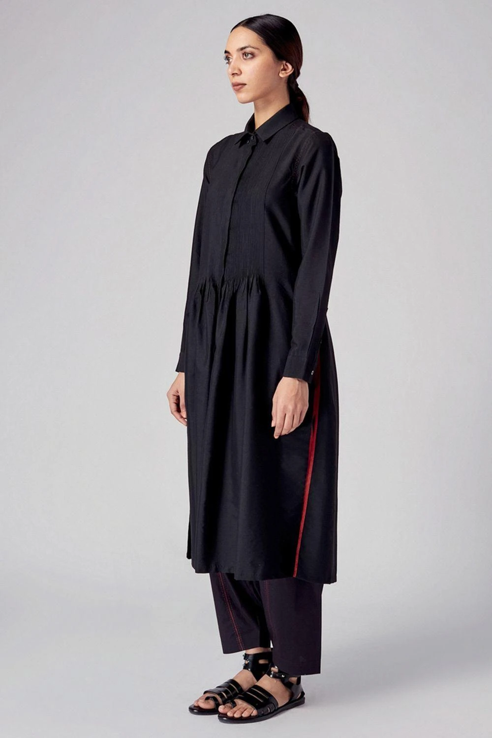 Rajesh Pratap Singh Black Pintuck Midi Dress 5 Rajesh Pratap Singh Black Pintuck Midi Dress - Image 3