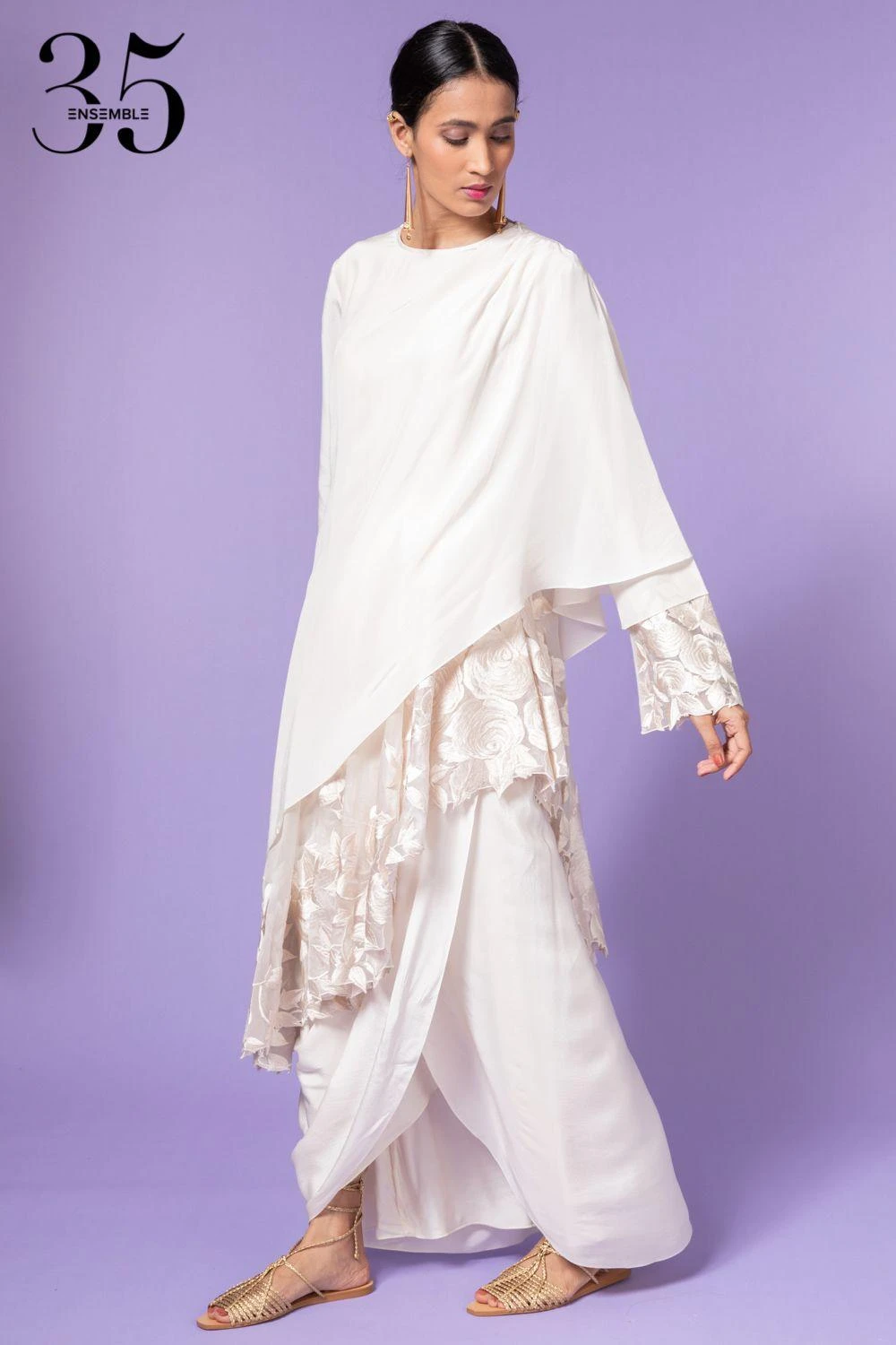 Aikeyah White Embroidered Layered Dress 4 Aikeyah White Embroidered Layered Dress - Image 2
