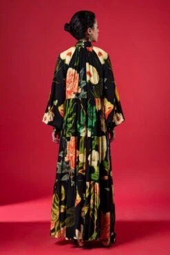 Siddhartha Bansal Floral Twilight Tiered Dress With Front Bow-tie -Echoo Clothing Shop 5124sb75 4