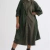 Three Olive Trench Jacket With An A-line Dress