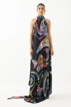 Studio RIGU Black Galaxy Halter Dress