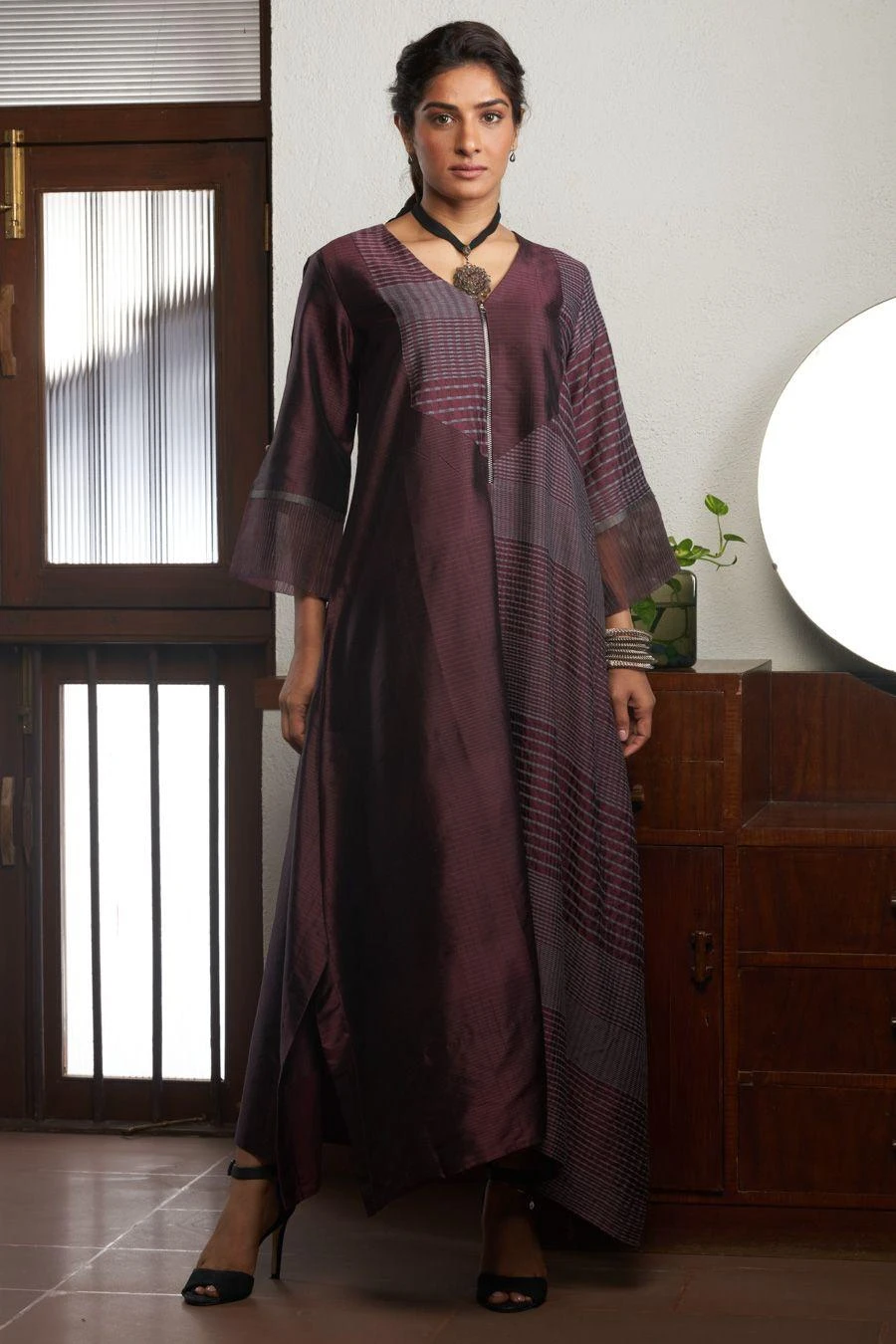 Bodhi Tree Wine Double Layered Kaftan Dress 3 Bodhi Tree Wine Double Layered Kaftan Dress