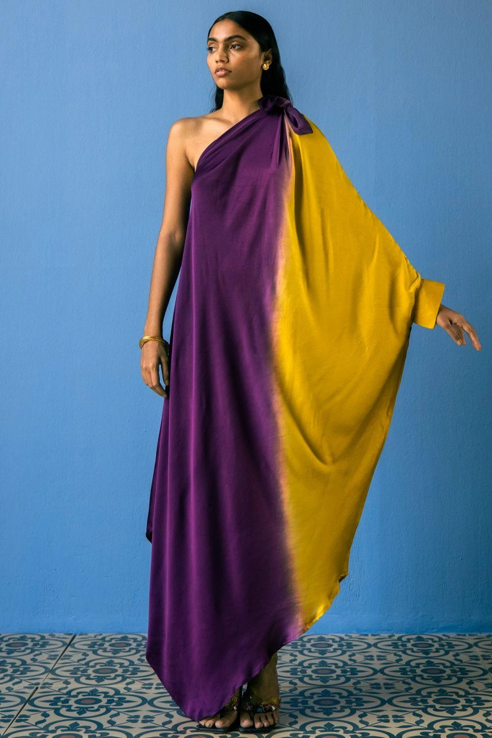 Studio RIGU Leheriya Purple & Yellow Toga Style Dress 3 Studio RIGU Leheriya Purple & Yellow Toga Style Dress