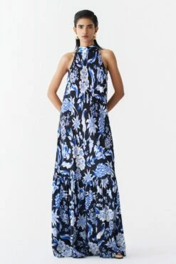 Studio RIGU Black Pineapple Printed Halter Dress