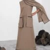 Corpora Studio Beige Scarf Collared Detail Dress