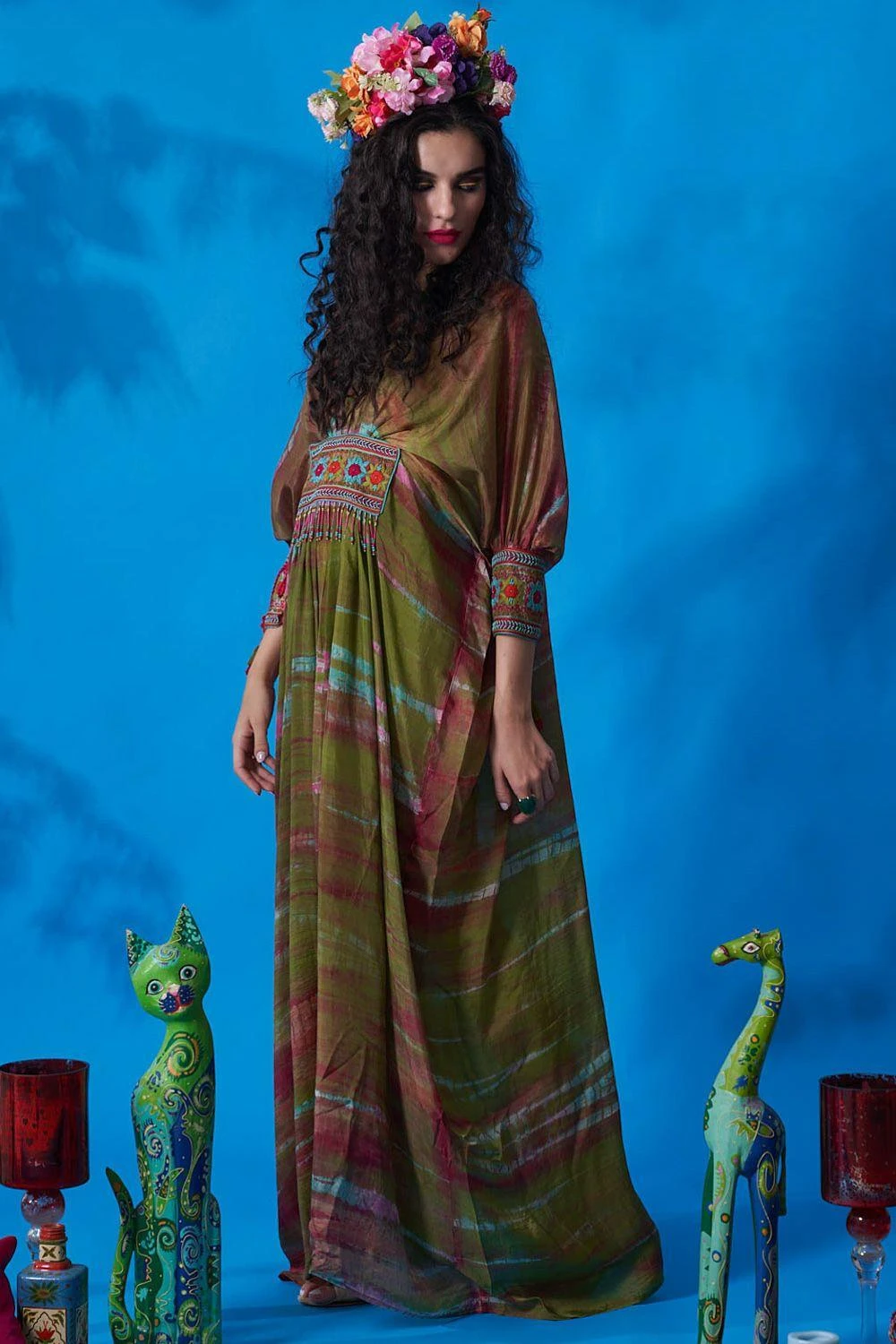 CAPISVIRLEO Seaweed Pleated Kaftan Dress 4 CAPISVIRLEO Seaweed Pleated Kaftan Dress - Image 2