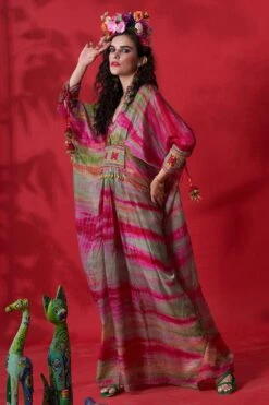 CAPISVIRLEO Teal Pleated Kaftan Dress -Echoo Clothing Shop 88cap12 3