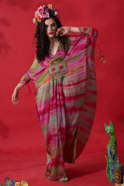 CAPISVIRLEO Teal Pleated Kaftan Dress -Echoo Clothing Shop 88cap12 4