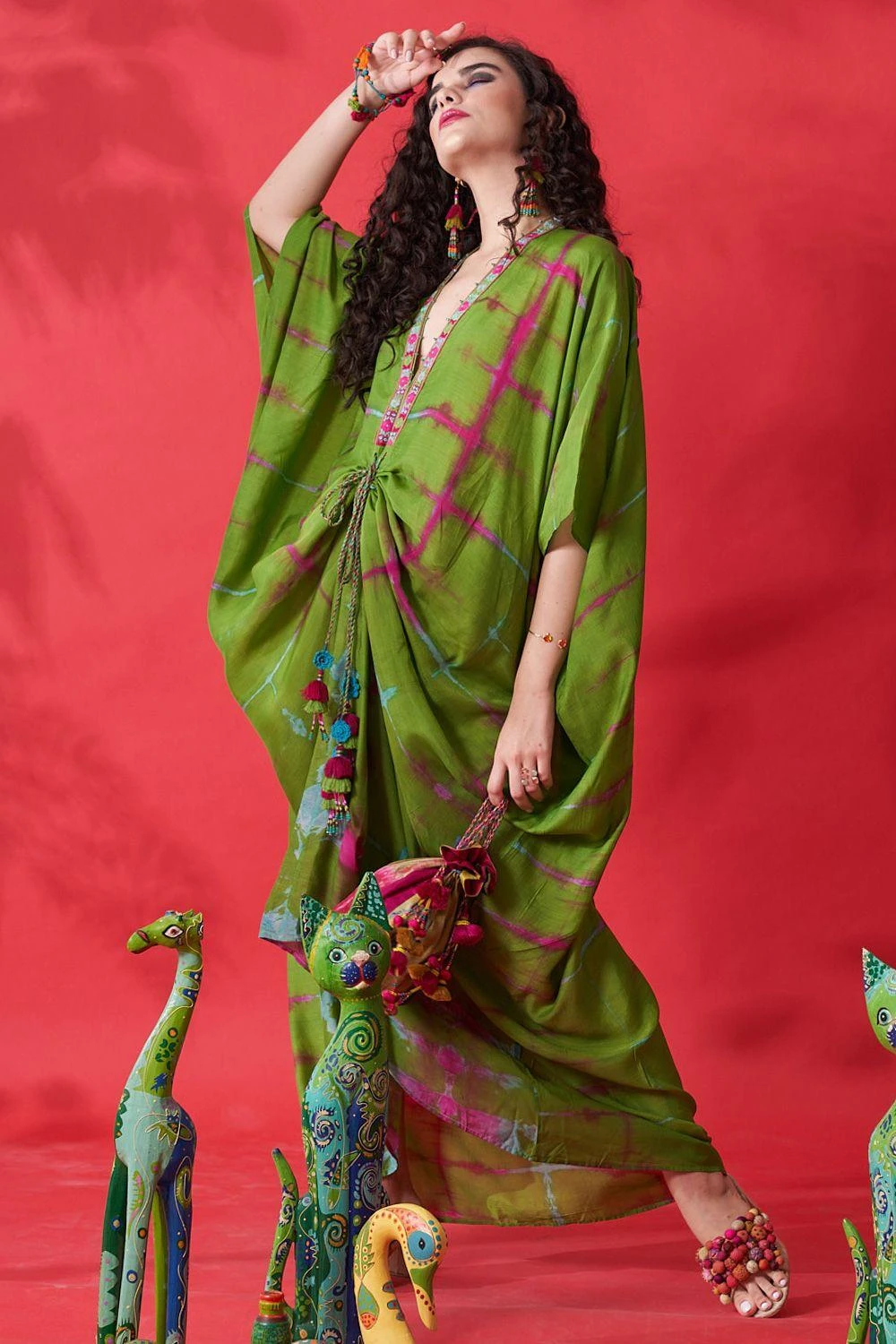 CAPISVIRLEO Green Kaftan Dress 4 CAPISVIRLEO Green Kaftan Dress - Image 2
