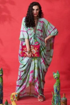 CAPISVIRLEO Mint Green Kaftan Dress