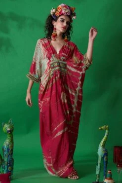 CAPISVIRLEO Magneta Cotton Silk Kaftan Dress -Echoo Clothing Shop 88cap31 3