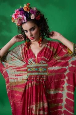 CAPISVIRLEO Magneta Cotton Silk Kaftan Dress -Echoo Clothing Shop 88cap31 4