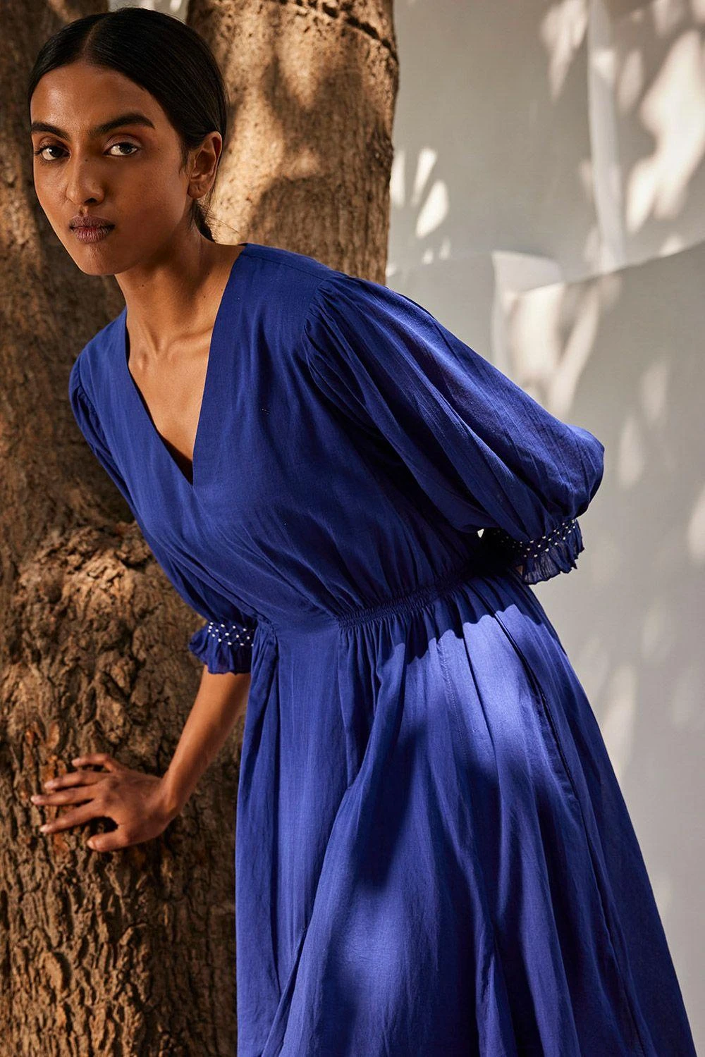 Khara Kapas Indigo Blue Flared Dress 5 Khara Kapas Indigo Blue Flared Dress - Image 3