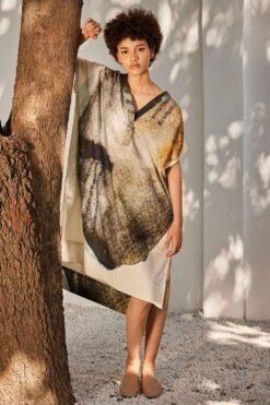 Khara Kapas Off-white Kaftan Dress