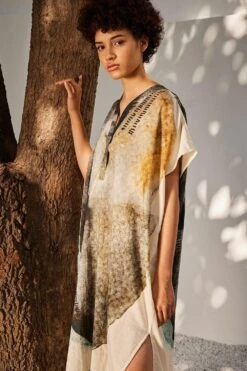 Khara Kapas Off-white Kaftan Dress -Echoo Clothing Shop 91023kk26 3