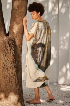 Khara Kapas Off-white Kaftan Dress -Echoo Clothing Shop 91023kk26 4