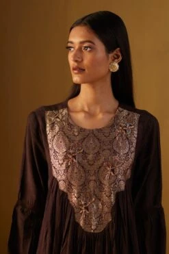 Shorshe Brown Vaani Choga Dress 10 Shorshe Brown Vaani Choga Dress -Echoo Clothing Shop 91023sr17 4