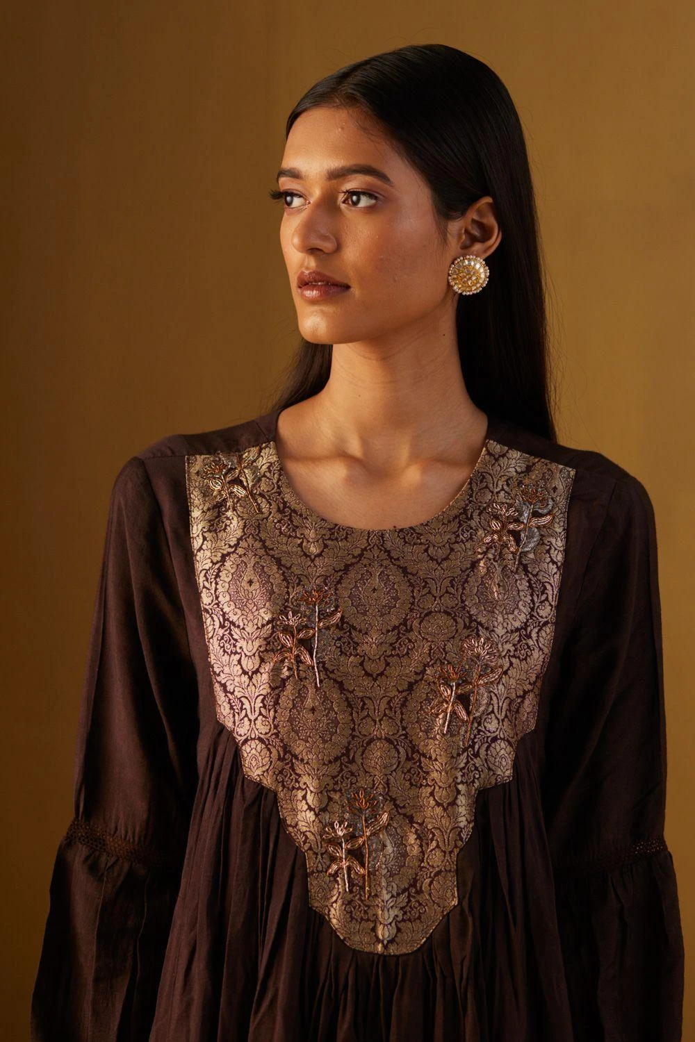 Shorshe Brown Vaani Choga Dress 6 Shorshe Brown Vaani Choga Dress - Image 4