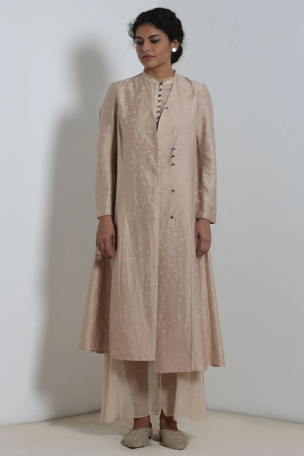 Ecru Chanderi Jacket & Dress Set 3 Ecru Chanderi Jacket & Dress Set