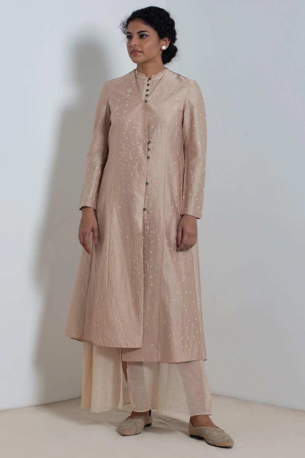 Ecru Chanderi Jacket & Dress Set 4 Ecru Chanderi Jacket & Dress Set - Image 2