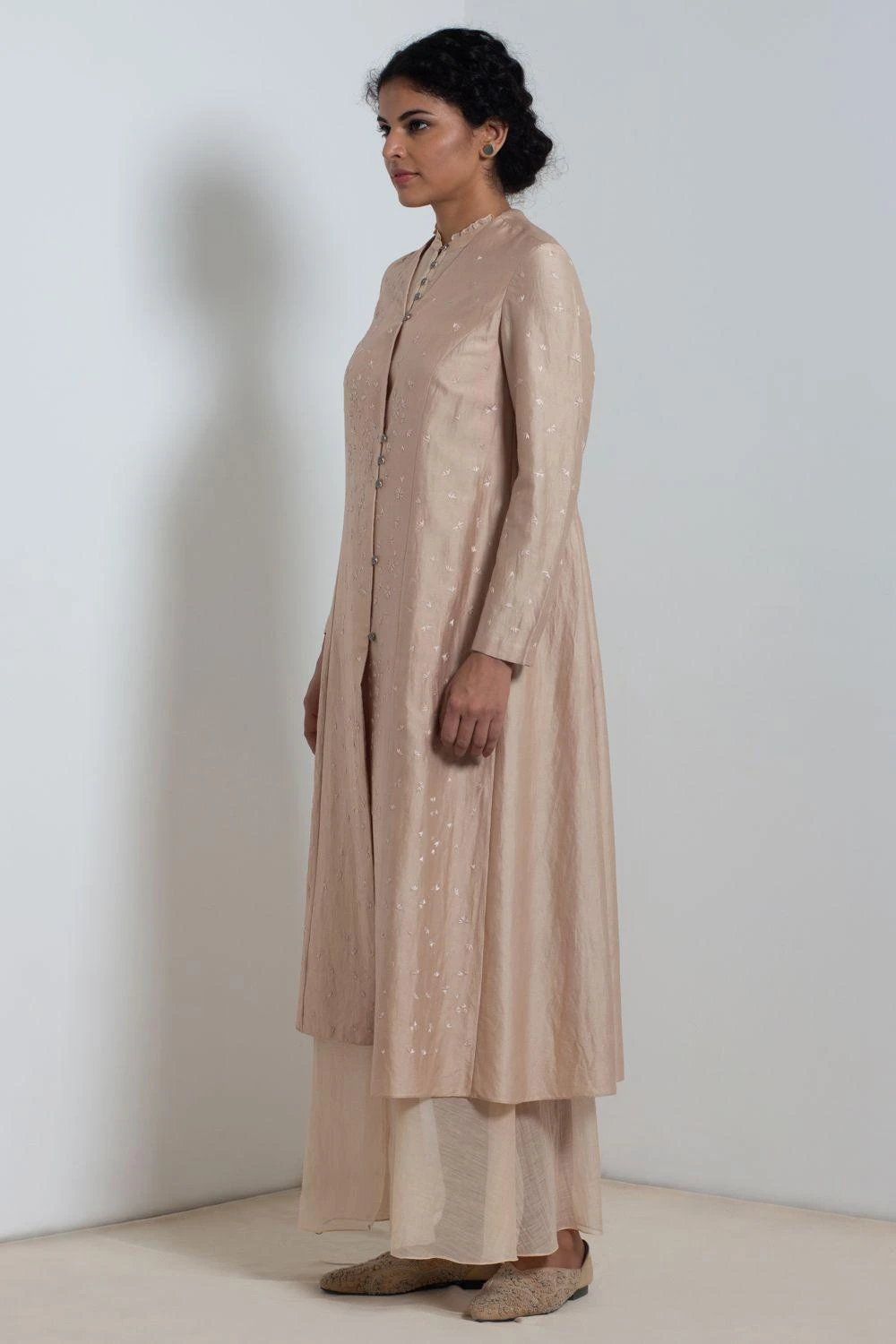 Ecru Chanderi Jacket & Dress Set 5 Ecru Chanderi Jacket & Dress Set - Image 3