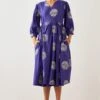 SNOB Purple Ripple Print Wrap Dress