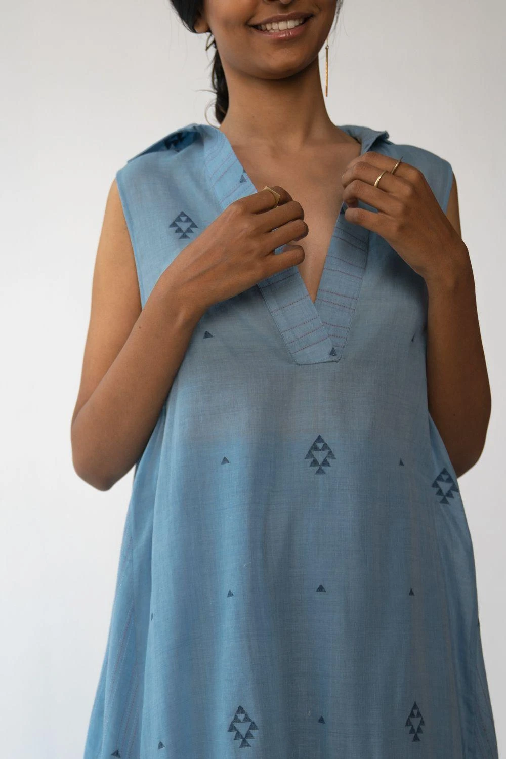 Urvashi Kaur Cotton Jamdani Tent Dress 7 Urvashi Kaur Cotton Jamdani Tent Dress - Image 5