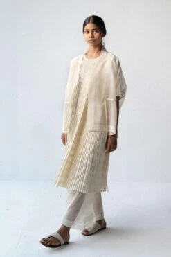 Urvashi Kaur Checkered Cotton Pleated Dress