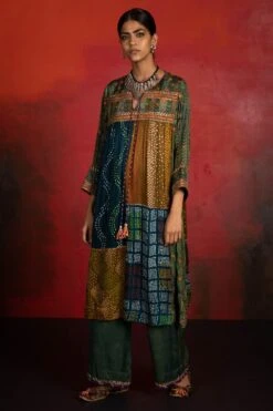 Sunira Designs Mirch Masala Pleated Green Dress