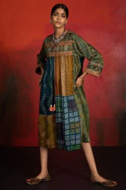 Sunira Designs Mirch Masala Pleated Green Dress 9 Sunira Designs Mirch Masala Pleated Green Dress -Echoo Clothing Shop aw2108a 3