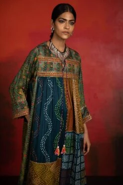 Sunira Designs Mirch Masala Pleated Green Dress 10 Sunira Designs Mirch Masala Pleated Green Dress -Echoo Clothing Shop aw2108a 4